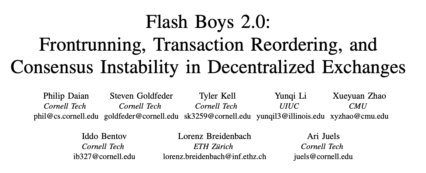 An image showing the "Flash Boys 2.0" title and list of authors.