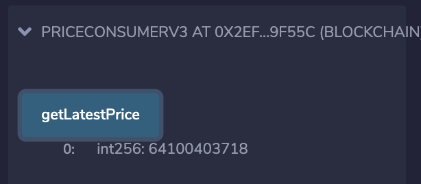 ETH/USD Price Feed result