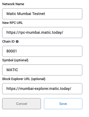 Setting up the Mumbai testnet in MetaMask