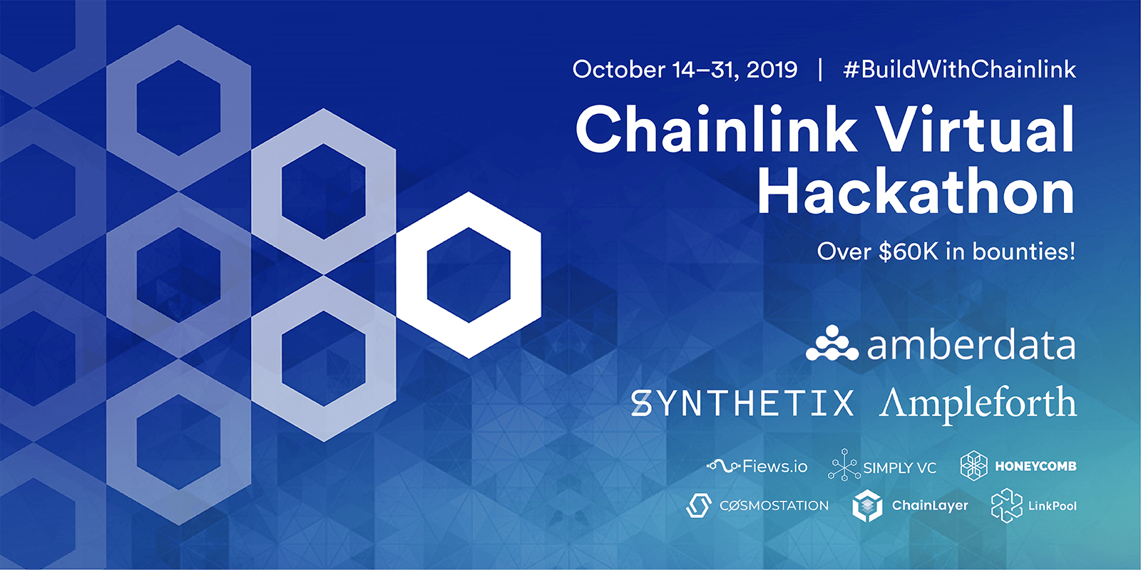 An event banner announcing the Chainlink Virtual Hackathon.