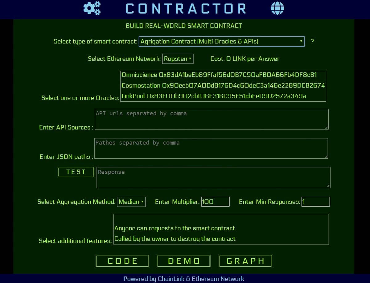The Contractor UI for creating smart contracts on Ethereum Networks