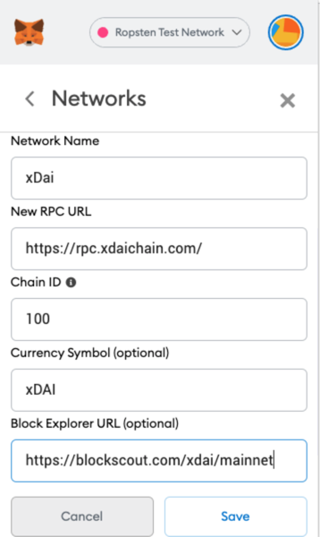 How to connect to xDai chain. 
