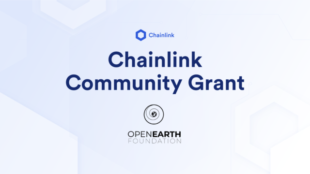 A banner showing Open Earth Foundation received a Chainlink grant