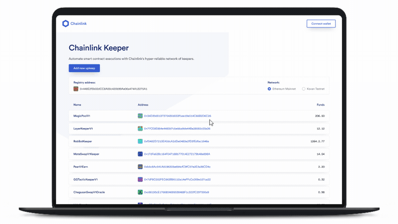 Chainlink Keepers UI