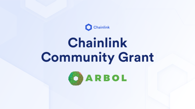 A banner showing that Arbol received a Chainlink Community Grant