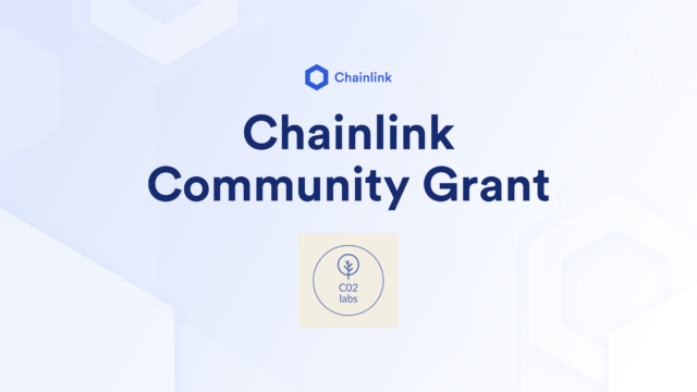 A banner showing that C02 Labs received a Chainlink grant.