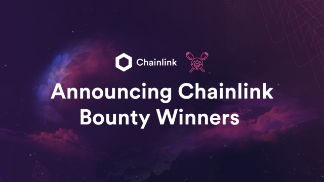 A banner entitled "Announcing Chainlink Bounty Winners"