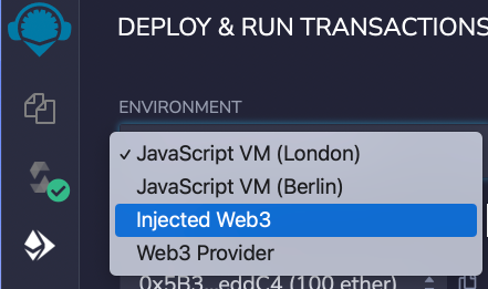 Changing the environment to Injected Web3