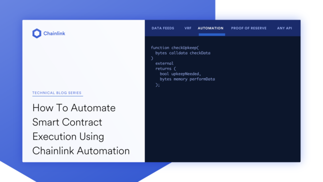 Banner titled How To Automate Smart Contract Execution Using Chainlink Automation