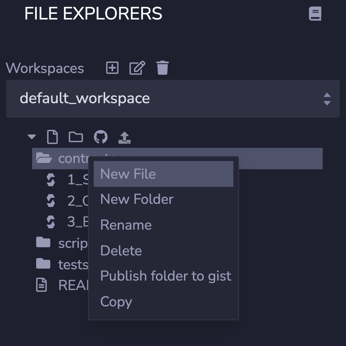 Remix IDE create new file