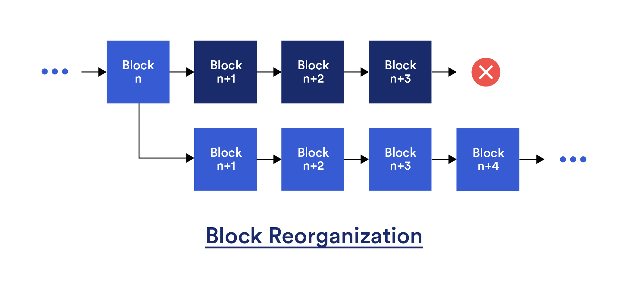 A blockchain block reorganization