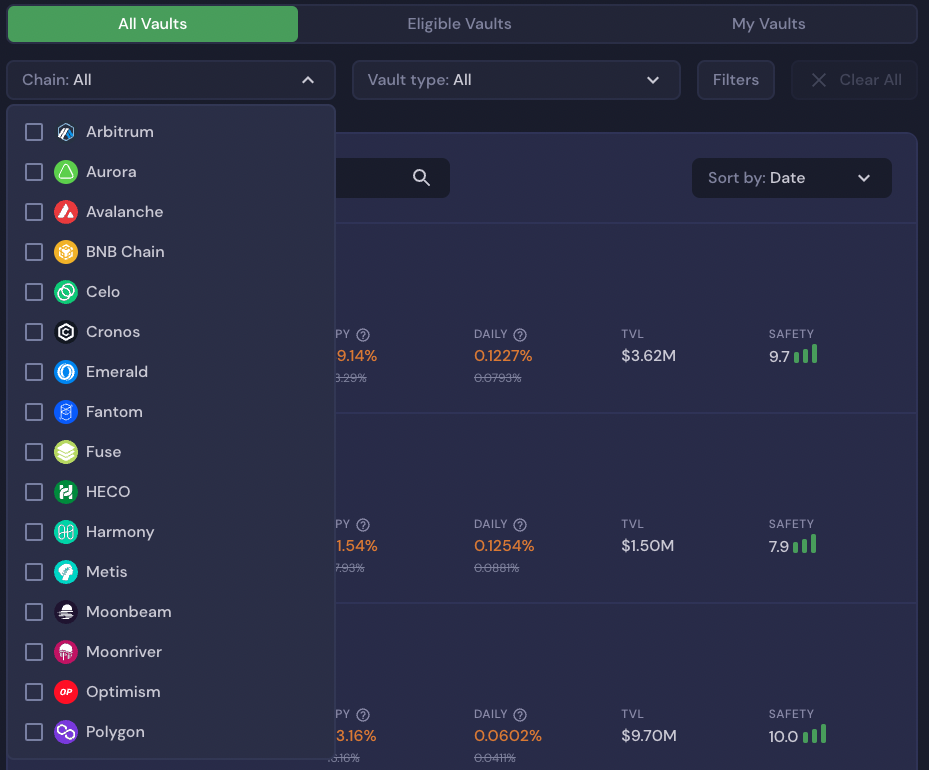 Screenshot of Beefy Finance’s application.