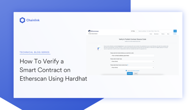 Banner titled How To Verify a Smart Contract on Etherscan Using Hardhat
