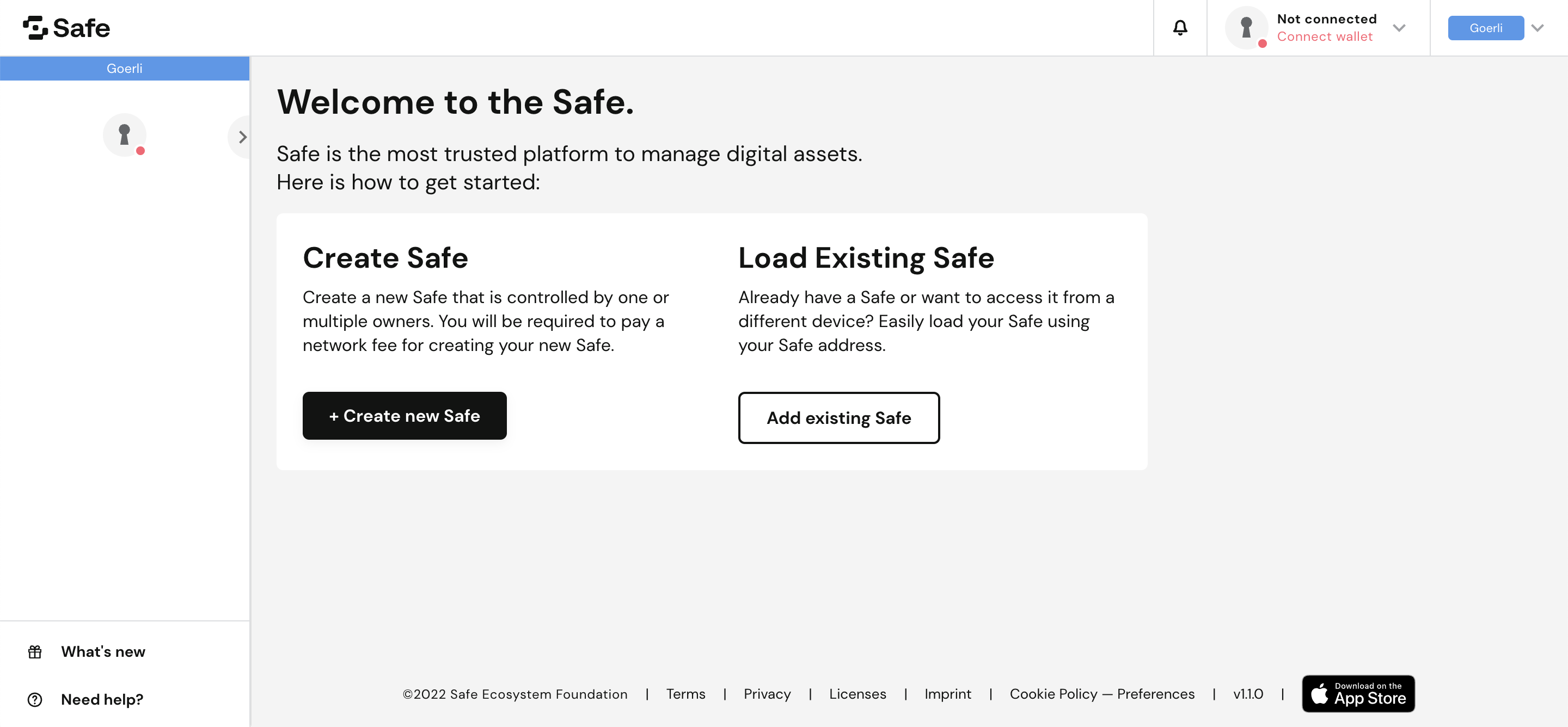 A screenshot of the Safe application.