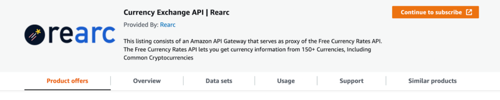 The Rearc currency exchange API in AWS
