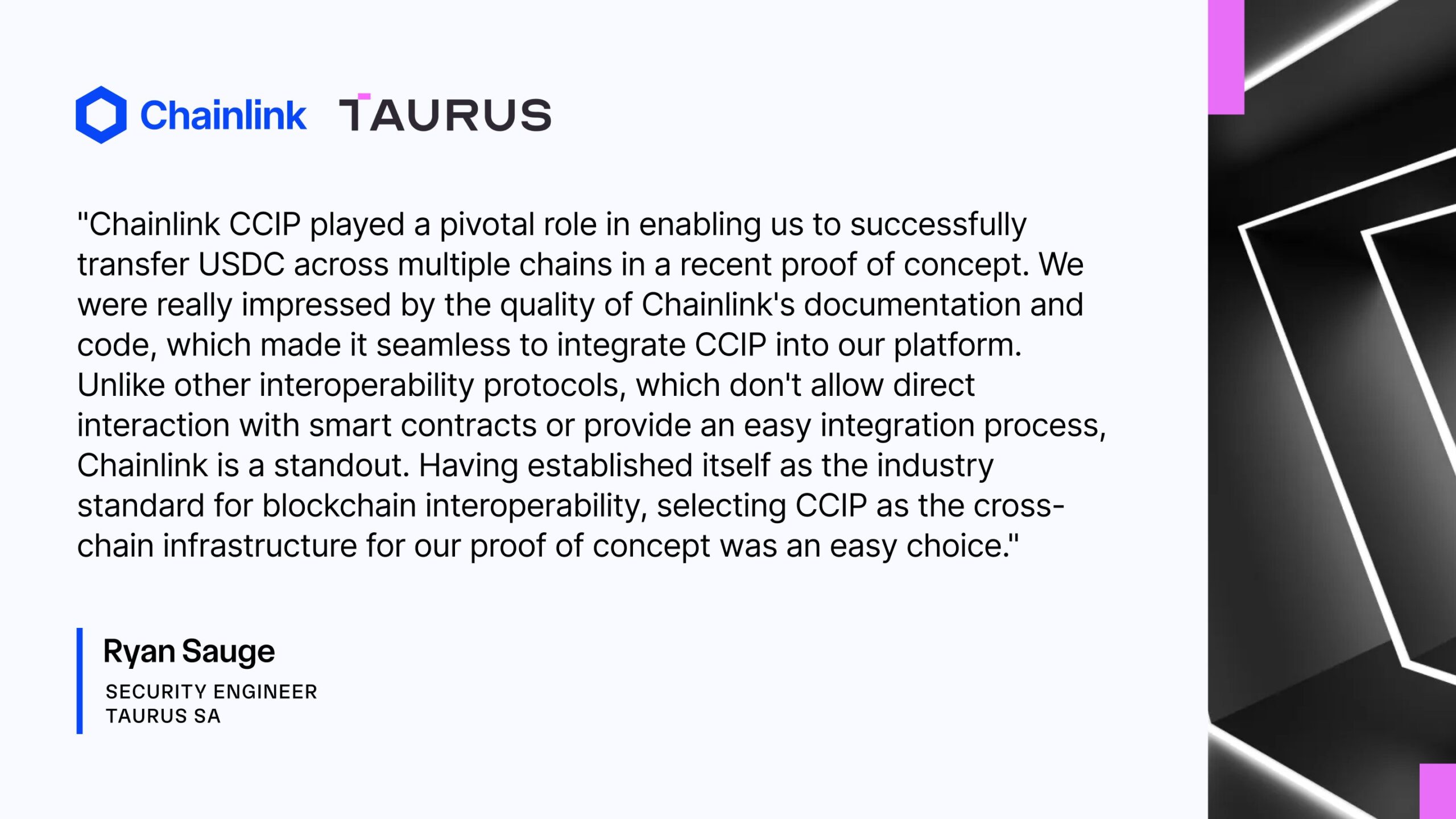 Chainlink Taurus quote card