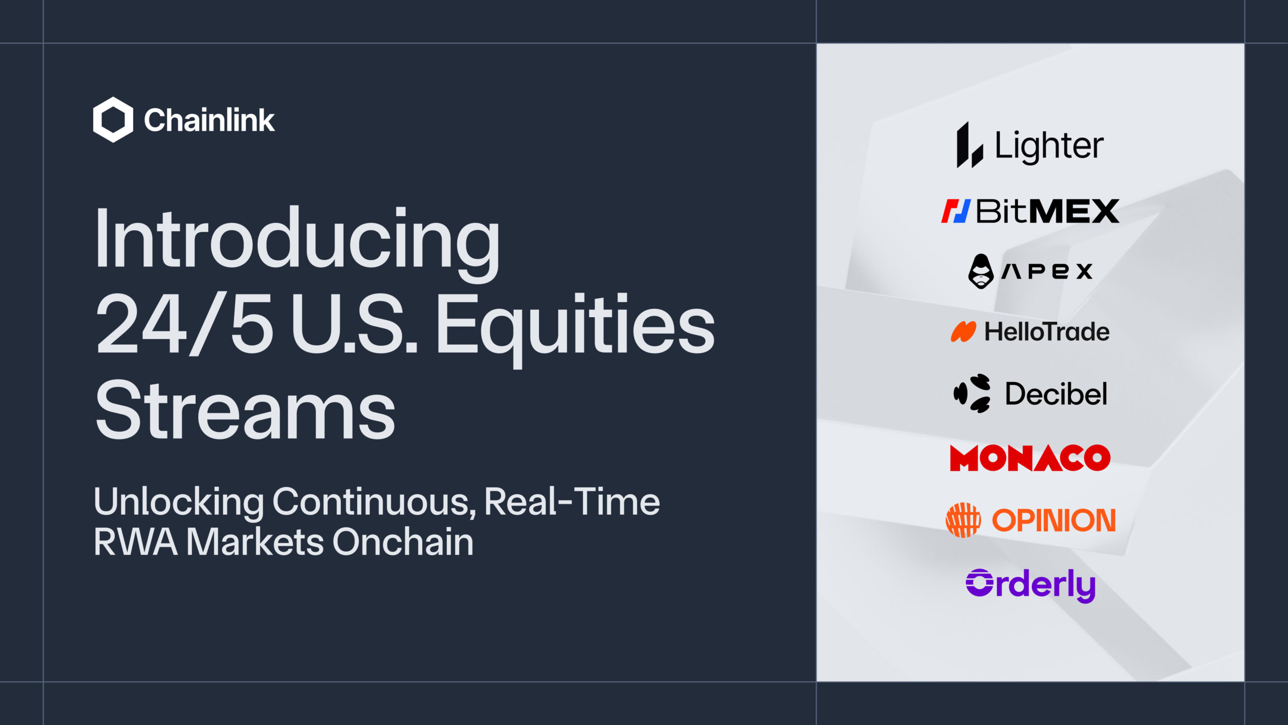 Chainlink Launches 24/5 U.S. Equities Streams